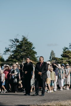 A formal Māori welcome for Te Wānanga Ihorangi (a Māori language school)